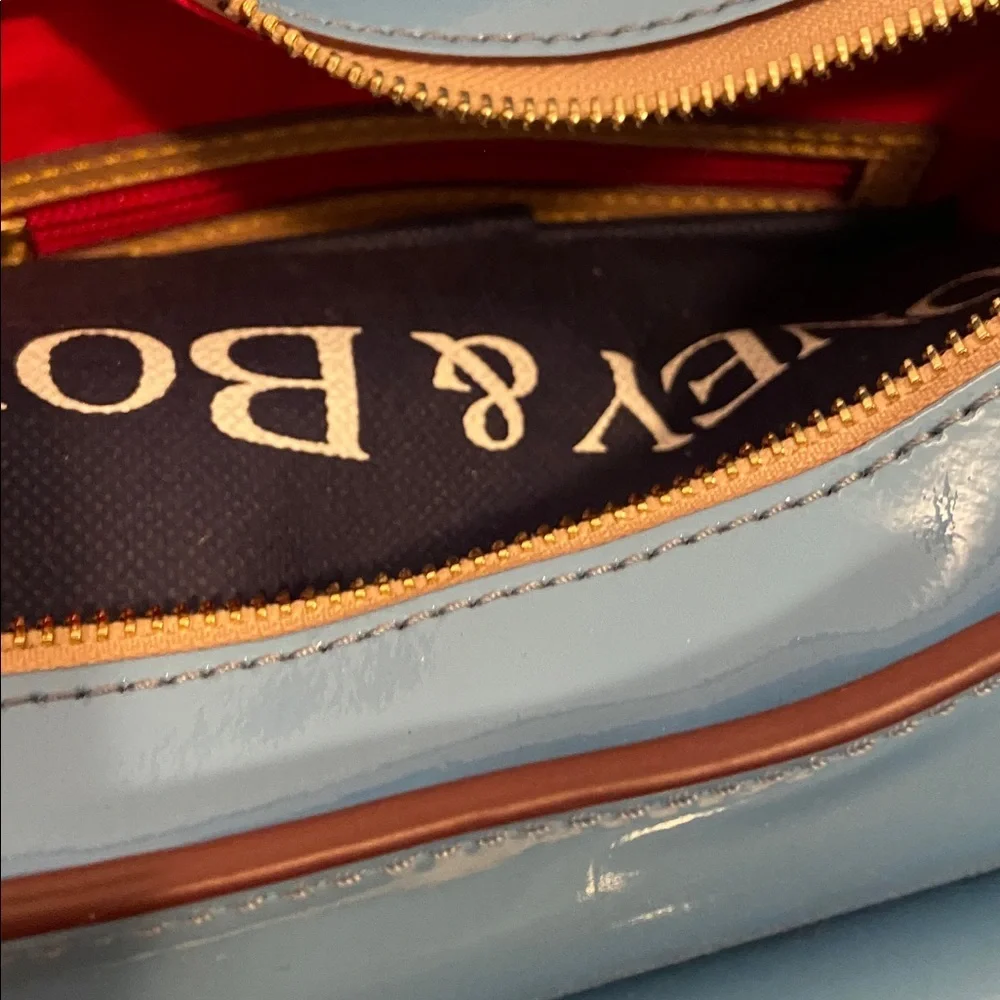 Dooney & Bourke Hobo Shoulder Bag Denim Blue Patent Leather New - Picture 9 of 15